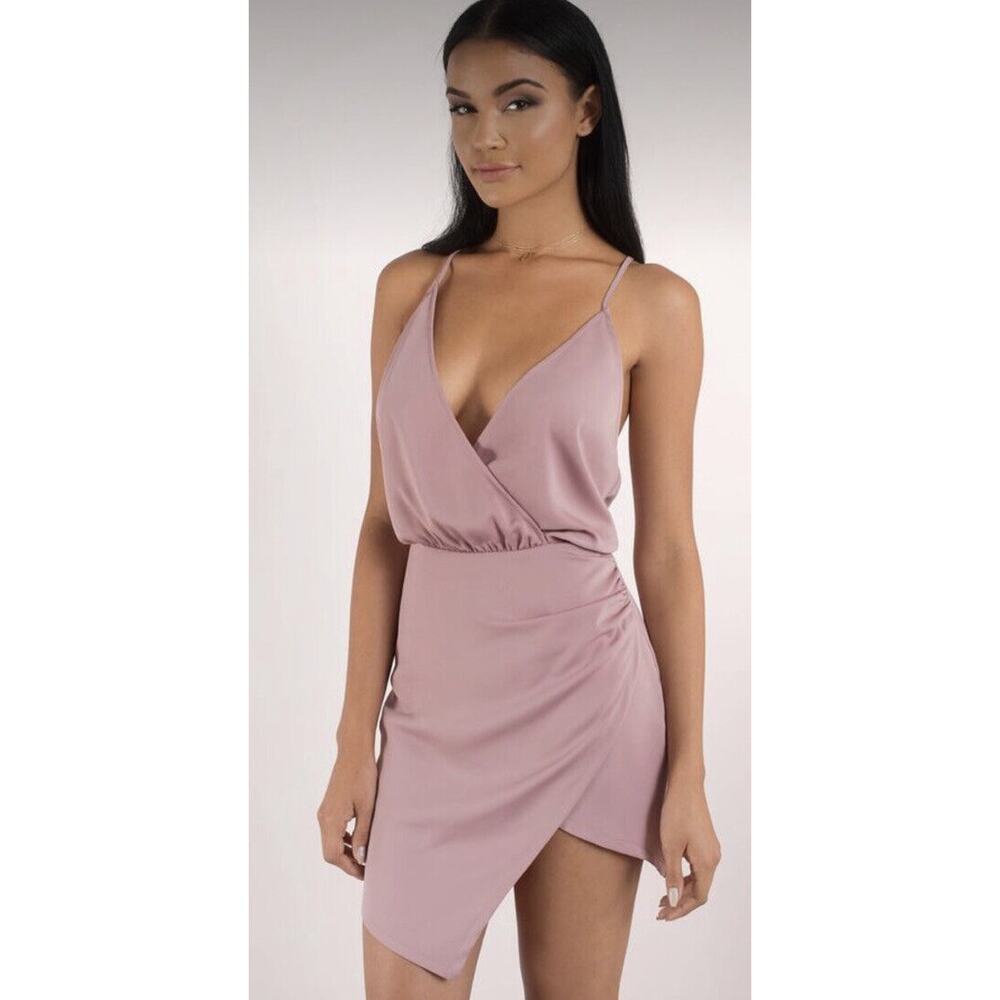 Tobi Womens Mute Pink Spaghetti Strap Crepe Tulip Hem Party Mini Dress Sz Medium
